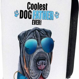Can Cooler Bottle Wrap - A Black Shar Pei Dog in Sunglasses to Celebrate a Cool Dad Fathers Day Dogs Rule Collection