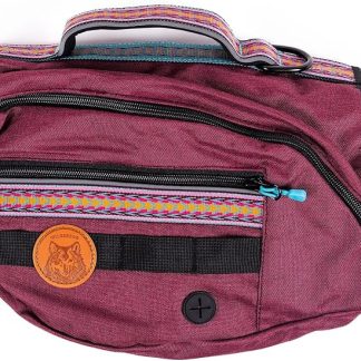 Widlerdog Dog Backpack with Built in Harness and Back-Mounted D-Ring Leash Attachment, Handle, Two Saddlebags with 4 Total Pockets, Built in Poop Bag Dispenser (Huckleberry, Medium)