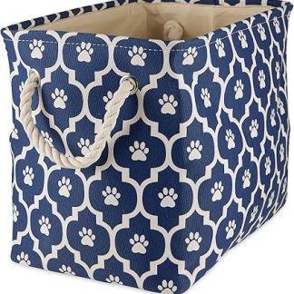 Ткань Bone Dry с отпечатком лапы, хлопок, морской синий, средний прямоугольник.