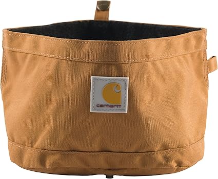Нейлоновая дорожная миска для собак Carhartt, компактная миска для еды и воды, коричневая Carhartt, вместимость 10 чашек.