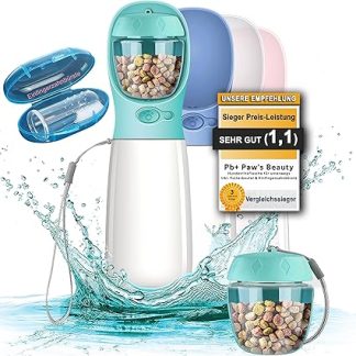 НОВЫЙ ПОДАРОЧНЫЙ НАБОР ИЗ 3 ШТУК | Инновационная бутылка для воды для собак объемом 550 мл | В комплекте контейнер для корма и зубная щетка | Премиальная бутылка для воды для собак