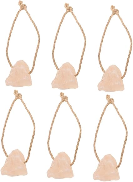 Natural Pink Salt Block 6pcs (30-50g Each) Natural Mineral Salt Lick for Horses Cattle Deer and Livestock with Hanging Rope