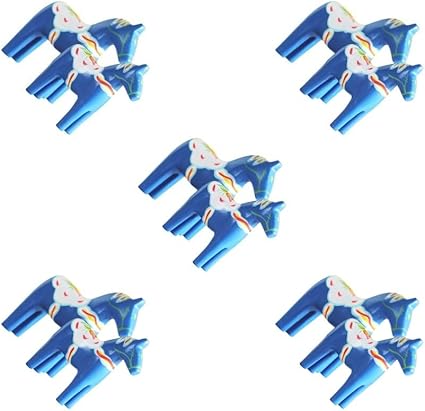 5 set 2pack/lot Eco-friendly Wooden Swedish Horse Statue Care For Environment Care For Home Swedish Dala Horse Statue Odorless blue
