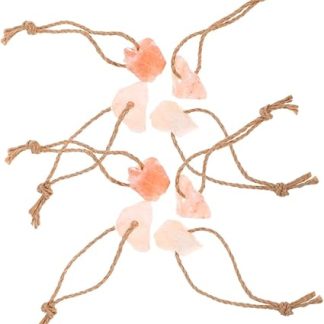 8pcs Pink Salt Chew Blocks with Rope Natural Mineral Livestock Salt Supplements for Horses Cattle Deer and Goats 30-50g Each Hanging Blocks for Animal Nutrition