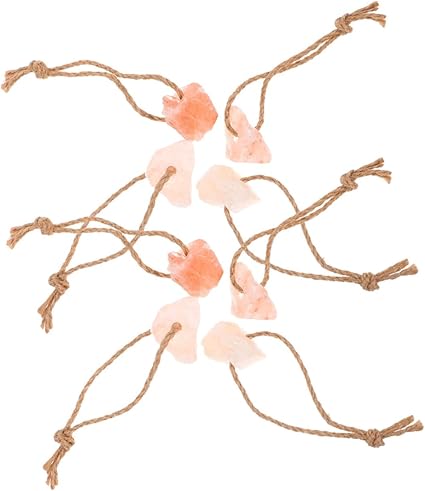 8pcs Pink Salt Chew Blocks with Rope Natural Mineral Livestock Salt Supplements for Horses Cattle Deer and Goats 30-50g Each Hanging Blocks for Animal Nutrition