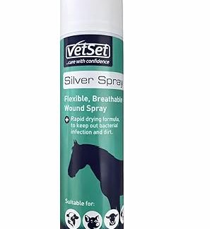 Silver Spray for Animal Wounds | Veterinary Antiseptic Aluminium Silver Spray for Horses, Dogs, Livestock & Equine Use, 250ml | Breathable Protective Coating for External Wounds & Abrasions by VetSet