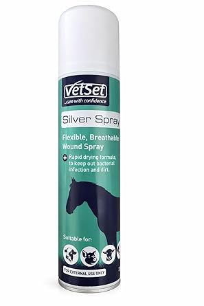 Silver Spray for Animal Wounds | Veterinary Antiseptic Aluminium Silver Spray for Horses, Dogs, Livestock & Equine Use, 250ml | Breathable Protective Coating for External Wounds & Abrasions by VetSet