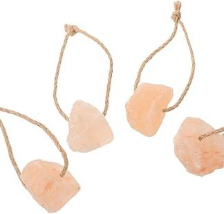 YARNOW 4pcs Animal Salt Lick Blocks Rope, Natural Mineral Salt Block for Horses, Cows, Deer and Livestock, 50-70g Each, Essential Feeding Accessory for Grazing Animals