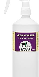Biteback Products Neem Supreme™ - Ultimate Insect Barrier Spray, Effective Protection for Horse Fly, Midge, Mosquito, Tick Defence with 20% Icaridin Picaridin and Pure Neem Margosa Oil - 1 Litre