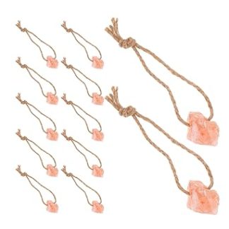12pcs Natural Pink Mineral Salt Licks for Horses Cattle Deer and Alpacas with Hanging Rope, 30-50g Each, Mineral Salt Blocks for Livestock Health and Farm Use