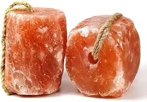 Himalayan Salt Lick on Rope for Horse, Deer, Goat, and Livestock Animals - Natural Minerals and Trace Elements Himalayan Salt Block 2 Pack (5-6kg)
