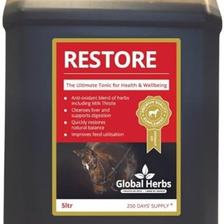 Global Herbs Restore Liquid Equine Fast-Acting Liver & Detox Support 1 Litre