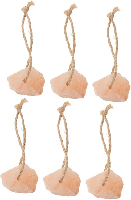 BESTonZON Pink Salt Lick Block 6pcs 30-50g Natural Mineral Salt for Horses Cattle Deer Livestock with Rope Hanging Suitable for Feeding and Animal