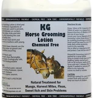KG Horse Grooming & disinfectant Lotion 2000 ml to disinfect and cleanse while assisting in clearing away grime, dirt, ticks, harvest mites, sweet itch and ease allergies causing skin problems from insect bites. Pesticide & chemical free