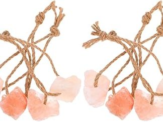 Luxshiny 8pcs Natural Pink Salt Lick Blocks Hanging Rope Livestock Mineral Salt Blocks 30-50g Lick for Deer Goats Horses Cattle and Other Animals