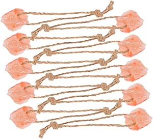 10pcs Pink Salt Chew Blocks with Rope Natural Mineral Hanging Salt Bricks 30-50g Each for Horses Deer Cattle and Livestock Chew Supplies