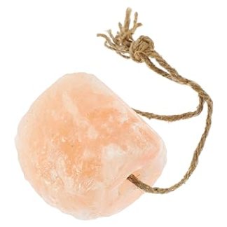Yardwe Natural Pink Salt Block Pendant for Livestock Animals, Mineral Salt Lick for Horses, Cattle, Deer, 1-2kg with Rope, Outdoor Livestock Supply