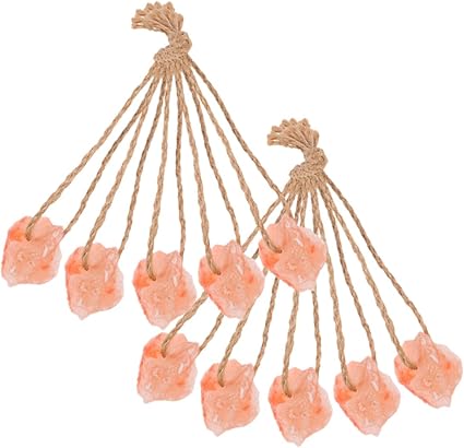 YARNOW Natural Pink Salt Lick Block 10pcs (30-50g Each) Natural Mineral Salt Chew with Rope for Horses, Cattle, Deer, Goats and Livestock Outdoor Feeding