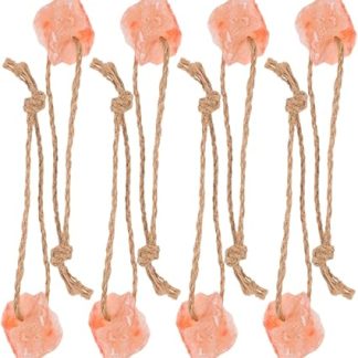 BESPORTBLE 8pcs Natural Mineral Salt Lick Blocks with Hanging Rope, 30-50g Each, Livestock Chew Toys for Horses, Cattle, Deer, Goats, and Alpacas, Rich in Essential Minerals for Field Use