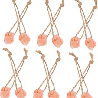 DOITOOL 12pcs Pink Salt Lick Blocks for Livestock Horses Cattle Deer Alpaca Goat Natural Mineral Salt Bricks Hanging Rope for Farm Animal Chewing