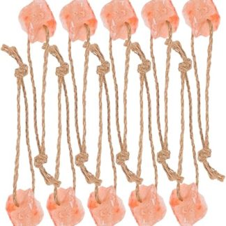 10pcs Natural Pink Salt Blocks with Rope, Mineral Salt Licks for Horses, Cattle, Deer, and Small Livestock, 30-50g Each, Suitable for Animal Chewing and Health Maintenance