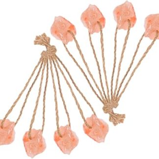 VICASKY Natural Pink Salt Lick Blocks for Horses and Cattle, Mineral Chew Toys with Hanging Rope, 8pcs 30-50g Each, Suitable for Deer, Goats, and Livestock Health Maintenance