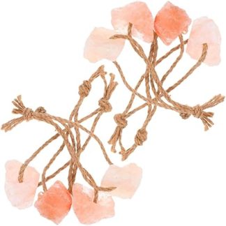 Toyvian 8pcs Pink Salt Blocks for Horses Cattle Deer Natural Mineral Lick Bricks (30-50g Each) with Hanging Rope for Livestock Chewing and Nutritional Supplementation