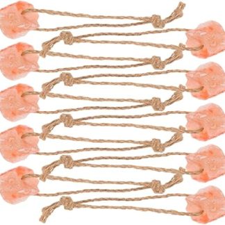 Homoyoyo 10pcs Natural Pink Salt Lick Blocks with Rope for Horses, Cattle, Deer and Small Pets, Chewable Salt Supplement for Livestock Health and Electrolyte Balance