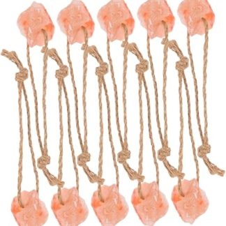 KOMBIUDA 10pcs Natural Mineral Salt Lick Blocks for Pets and Livestock Pre Drilled Easy Hang Chew Weatherproof Pink Salt for Horses Deer Cattle and Rabbits