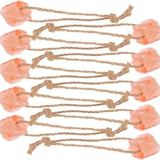 10pcs Natural Pink Mineral Salt Lick Blocks with Rope, Animal Chew Toys for Horses, Cattle, Deer and Small Pets, 30-50g Each, Livestock for Digestion and Electrolyte Support