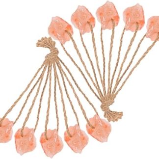 Abaodam 10pcs Pink Salt Animal Lick Blocks Hanging Ropes Natural Mineral Salt Chew Toys for Horses Deer Cattle Livestock Supplies 30-50g Each