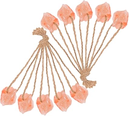 Milisten Natural Pink Salt Lick Blocks with Rope Natural Mineral Salt Chew Toys 10pcs 30-50g for Horses Cattle Deer Small Pets Farm Nutrition