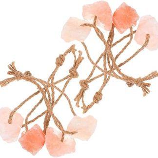 8pcs Natural Pink Salt Lick Blocks Hanging Rope 30-50g for Livestock Deer Goat Horse Cattle Mineral Nutrition