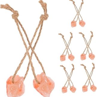 Abaodam 12pcs Mineral Salt Blocks with Hanging Rope Livestock Salt Lick Chew Toys for Alpaca Horse Cattle Goat Deer Farm Accessories