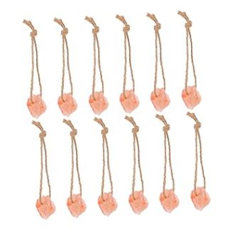 Natural Pink Salt Lick Block for Horses Cattle Deer and Goats with Hanging Rope 12pcs 30-50g Mineral Salt Brick Livestock Chew Toy for Farm Animal Health