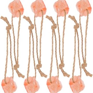 Natural Pink Salt Lick Blocks 8pcs Mineral Salt Bricks with Hanging Rope for Horses Cattle Deer Goats Sheep Livestock Chew Snacks 30-50g Each