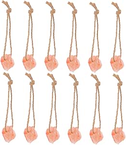 TOYANDONA 12pcs Natural Pink Salt Blocks for Livestock Mineral Rich Chew for Alpaca Horse Cattle Deer Goat Durable Salt with Hanging Rope for Farm Animal Nutrition and Hydration
