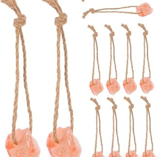 Didiseaon Pink Salt Lick Blocks for Horses, Cattle, Goats, and Deer with Hanging Rope, 12pcs Mineral Chew Toys for Livestock Farm Use, 30-50g Each