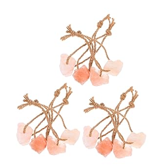 SUPVOX 12pcs Pink Salt Mineral Blocks for Deer Goat Horse Cattle Livestock Salt Lick Chew Toys Hanging Rope Farm Accessories