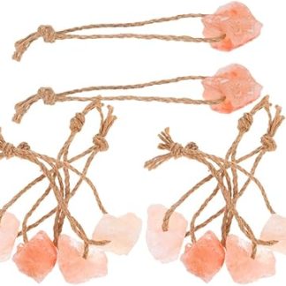 10pcs Natural Pink Salt Lick Blocks with Hanging Ropes for Deer Horses Cattle Livestock Natural Mineral Chew Enhancing Nutrient Absorption and Growth