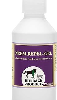 Biteback Products 'Neem Repel Gel'™ Genuine Horse Fly & Midge Repellent, Lemon Eucalyptus & Neem, Skin-Friendly Gel for Sensitive Areas - Insect Protection - 250ml