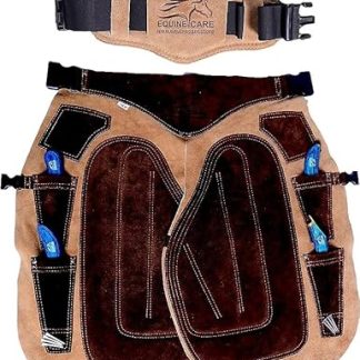 EQUESTRIAN STORE 70cm-27 Farrier Apron, Premium Farrier Full Leather Hoof Apron, Real Suede Farrier Tool Apron, Trimmer Chaps Hoof Care, Farrier Men & Women Adjustable Apron