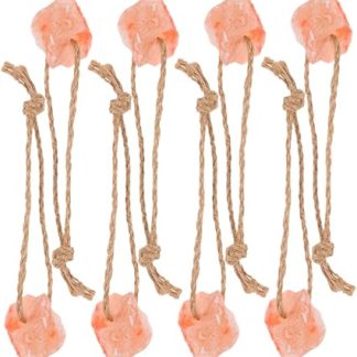 SOIMISS 8pcs Pink Salt Lick Blocks with Rope Natural Mineral Salt for Horses Deer Sheep Livestock Weatherproof Outdoor Pasture Chew Treats to Support Vitality and Immune Health