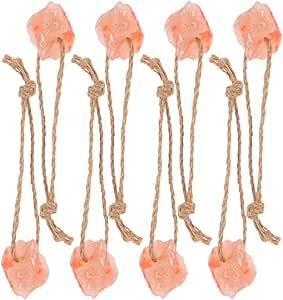 TOYANDONA 8pcs Pink Salt Lick Blocks Natural Mineral Salt for Horses Cattle Deer Goats Livestock Chew Toys Hanging Rope 30-50g Suitable for Grazing Animals