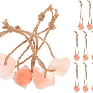 YARNOW Natural Pink Salt Lick Blocks for Livestock Deer Cattle Horse Goats 12pcs 30-50g with Hanging Rope for Animal Mineral Chew Toys and Nutrient
