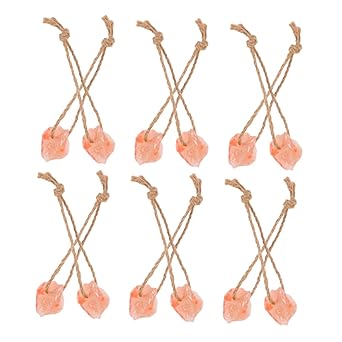 Natural Pink Salt Lick Blocks for Livestock with Hanging Rope, 12pcs 30-50g Mineral Salt Bricks for Horses Cattle Deer and Goats, Promote Healthy Growth on Farms and Barns