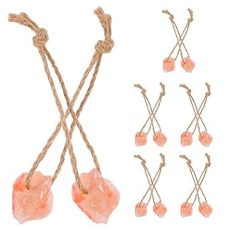 DOITOOL 12pcs Natural Pink Salt Lick Blocks with Hanging Rope for Horses, Cattle, Deer, and Goats, 30-50g Mineral Salt Chew for Livestock Nutrition and Animal Health