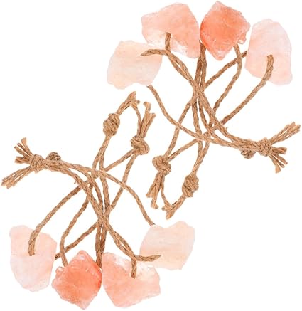 8pcs Natural Pink Salt Lick Blocks for Livestock Mineral Salt Chew with Hanging Rope Suitable for Horses Cattle Deer Goats and Alpacas Each