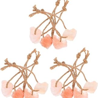 12pcs Natural Mineral Salt Blocks Livestock Salt Lick Chew Toys Hanging Rope for Horse Cattle Goat and Deer for Outdoor Animal Care