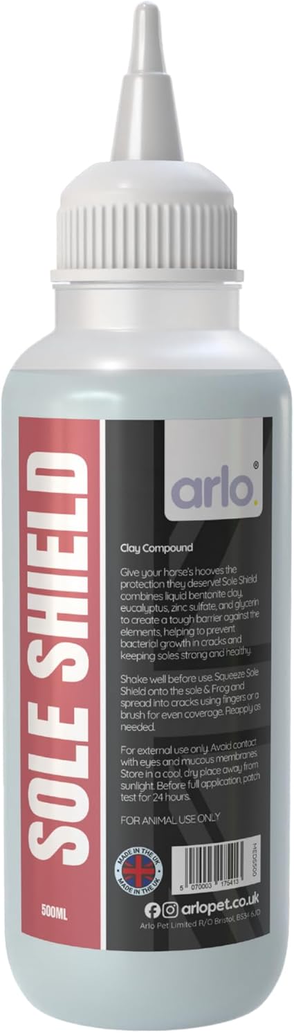 arlo. Sole Shield Liquid Clay Compound 500ml – Hoof Clay, Sole & Frog Protection for Horses | Antibacterial & Antifungal | Zinc Sulphate & Eucalyptus | pH Balanced for Hooves
